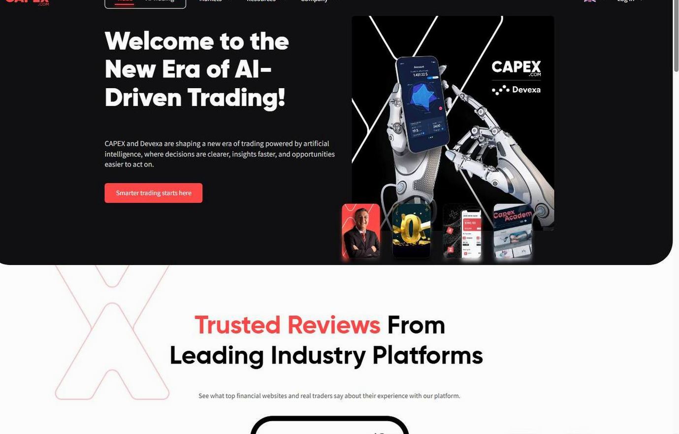 Screenshot of the CAPEX website