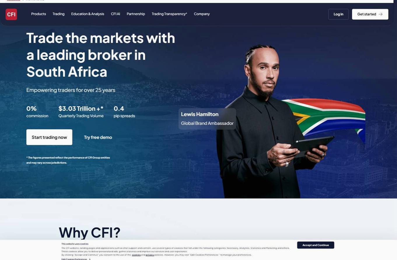 Screenshot of the CFI website
