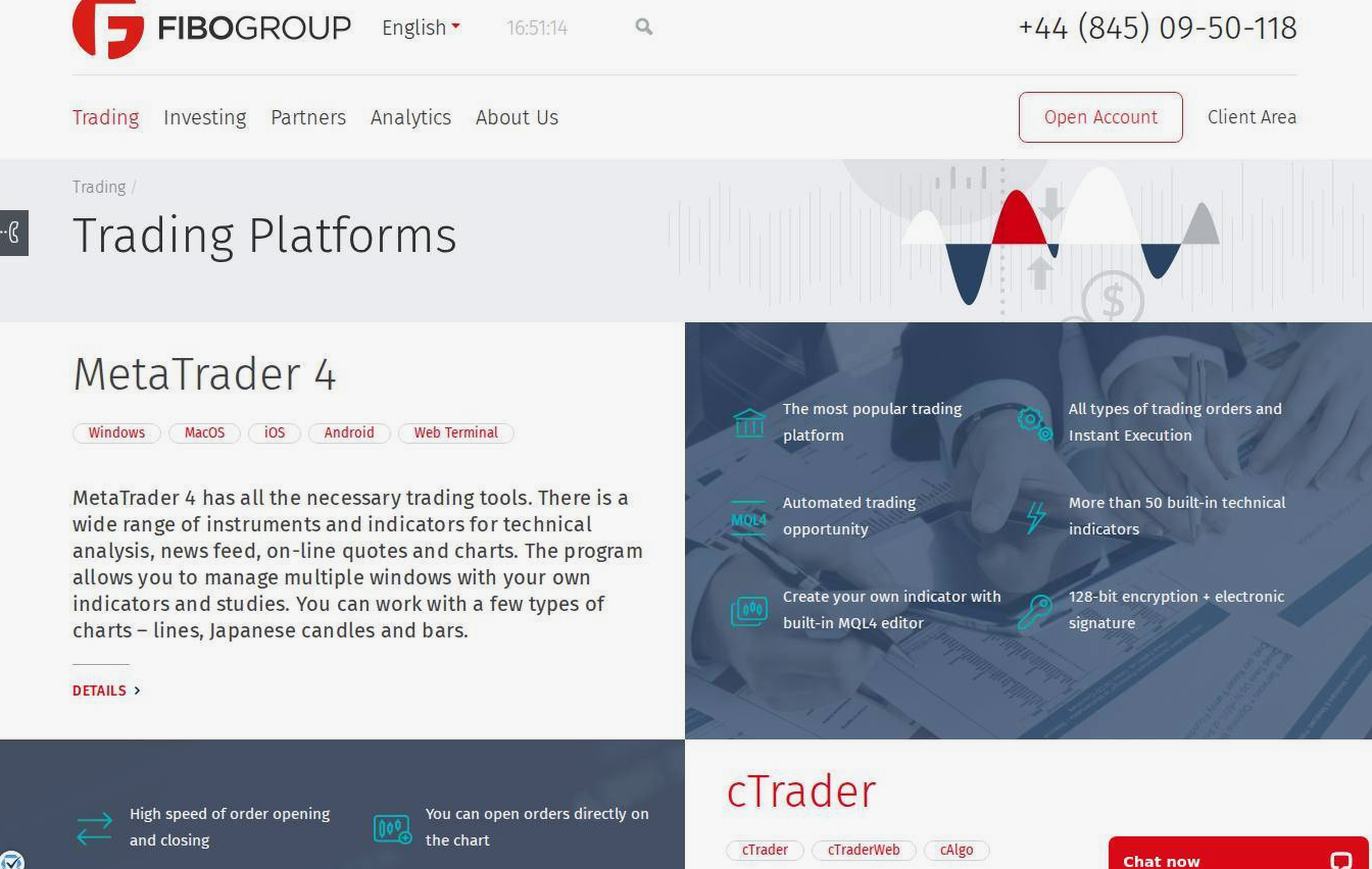 The platform page on the FIBO Group website