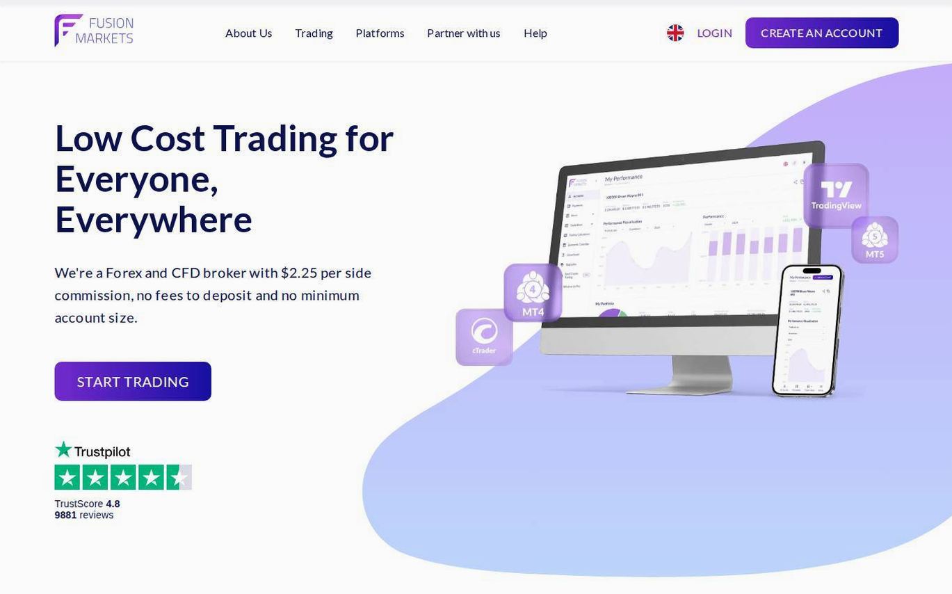 Screenshot of the Fusion Markets website