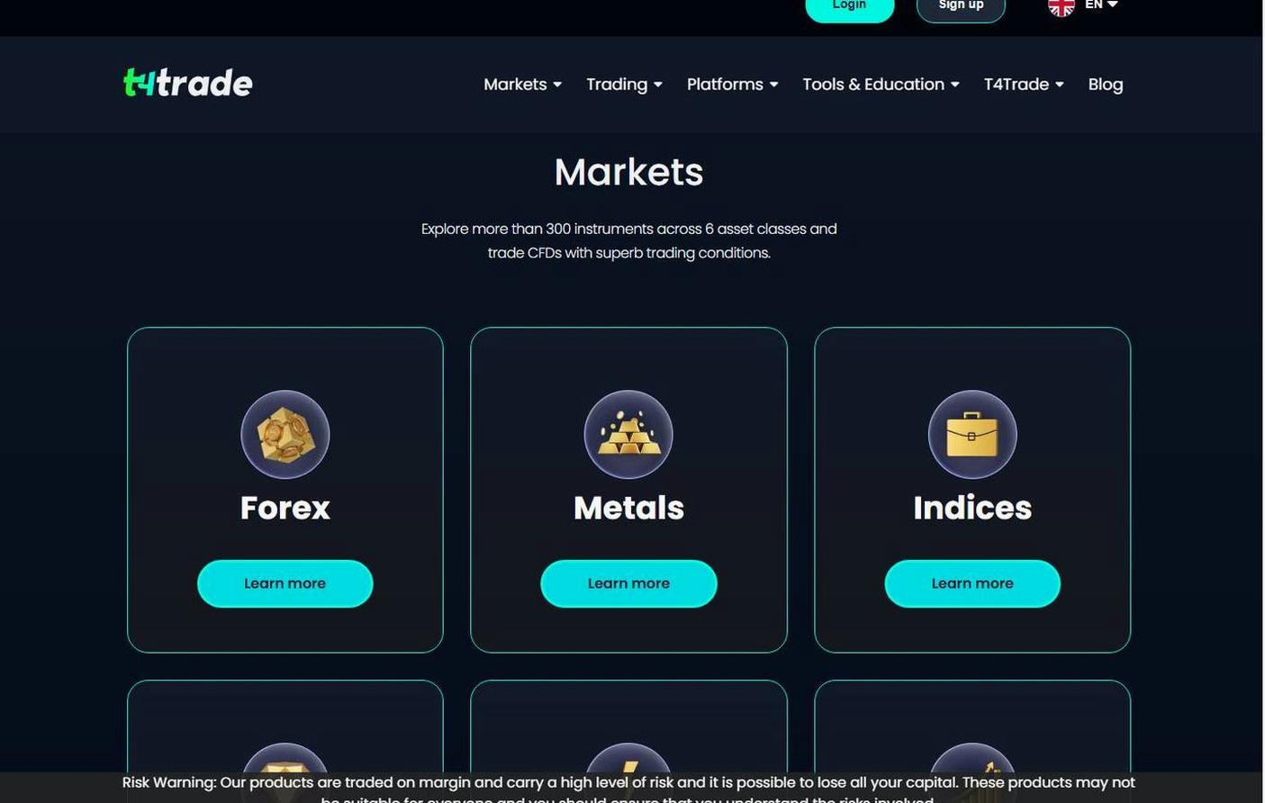 Screenshot of the T4Trade website