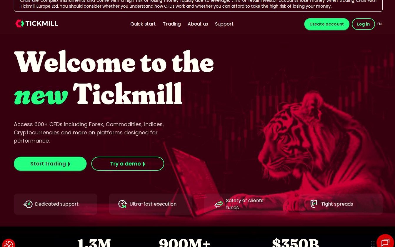 The platform page on the Tickmill website