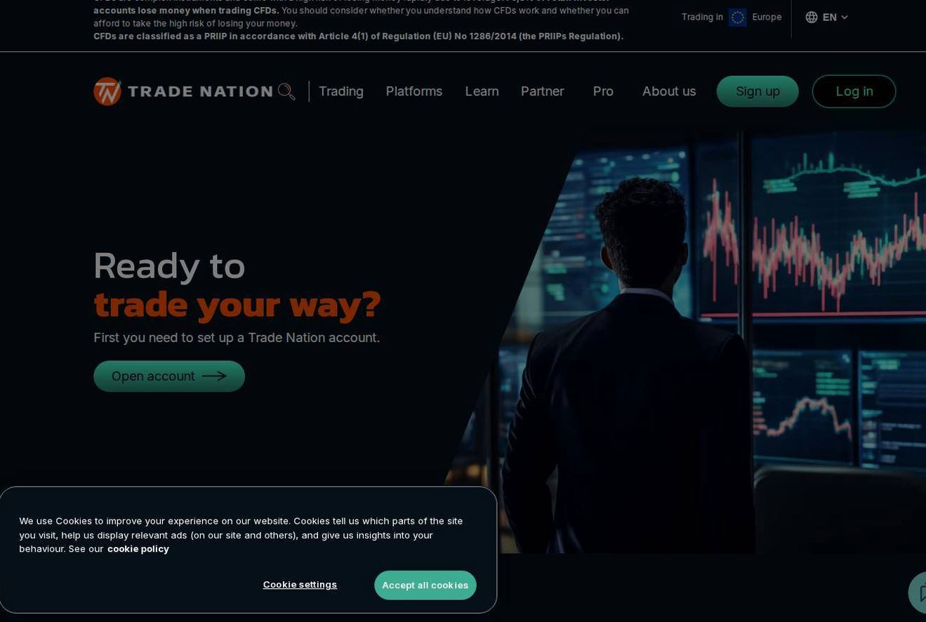 The platform page on the Trade Nation website