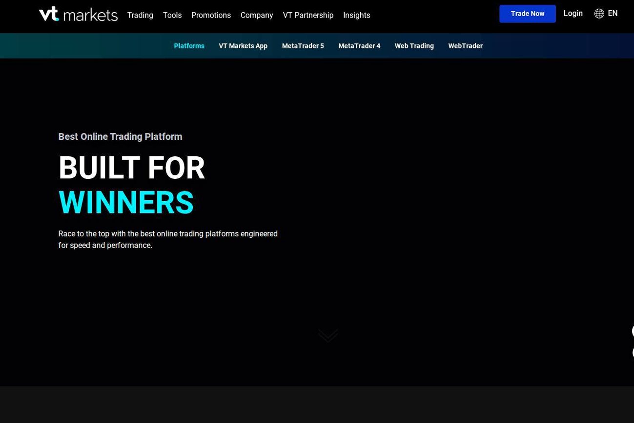 The platform page on the VT Markets website